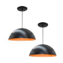 Kit 2 Luminária Pendente Meia Lua 34cm Com Interior Laranja Com Fiação 110/220v Kit 2 Luminária Pendente Meia Lua 34cm Com Interior Laranja Com Fiação 110/220v
