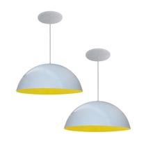 Kit 2 Luminária Pendente Meia Lua 40cm Interior Amarelo Com Fiação 110/220v