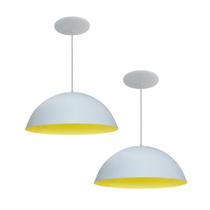 Kit 2 Luminária Pendente Meia Lua 50cm Interior Amarelo Com Fiação 110/220v