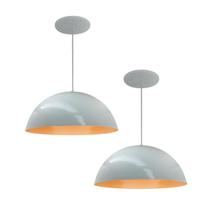 Kit 2 Luminária Pendente Meia Lua 50cm Interior Laranja Com Fiação 110/220v