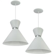 Kit 2 Luminária Pendente Pequim Com Interior Branco Brilho Com Fiação 110/220v Kit 2 Luminária Pendente Pequim Com Interior Branco Brilho Com Fiação 110/220v