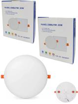 Kit 2 Luminária Plafon Led Borda Infinita 20W Embutir Redondo Bivolt Frio 6500k 12cmx12cm Ilumimax