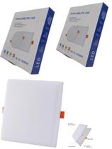 Kit 2 Luminária Plafon Led Borda Infinita 25W Embutir Quadra Bivolt Neutro 4000k 17cm x17cm Ilumimax