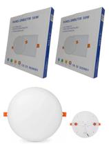 Kit 2 Luminária Plafon Led Borda Infinita 50W Embutir Redondo Bivolt Neutro 4000k 30cmx30cm Ilumimax