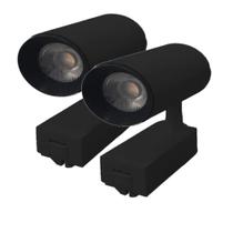 Kit 2 Luminária Preto Trilho Spot Led 10W 3500K Branco Quente