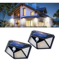 Kit 2 Luminária Solar 100 Led Com Sensor Jardim Prova Dágua Kit 2 Luminária Solar 100 Led Com Sensor Jardim Prova Dágua