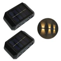 Kit 2 Luminária Solar 6 LEDs Lâmpada De Parede Arandela Área Externa Decoração Jardim À Prova Dágua