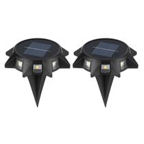 Kit 2 Luminária Solar 8 LEDs Espeto de Jardim Luz Parede Área Externa Decoração À Prova DÁgua IP65