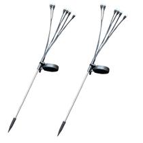 kit 2 Luminária Solar Led Vagalume Espeto Jardim Brilhante