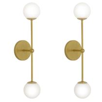 Kit 2 Luminárias Arandela Bolinha 2 Globos Vidro Dourado