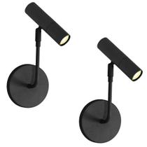 Kit 2 Luminárias Arandela Spot Articulado Leitura Cama Preto