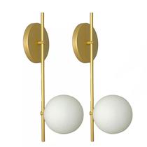 Kit 2 Luminárias Arandelas Parede Globo 12 Moderno Dourado Kit 2 Luminárias Arandelas Parede Globo 12 Moderno Dourado
