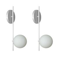 Kit 2 Luminárias Arandelas Parede Globo 12 Moderno Prata Kit 2 Luminárias Arandelas Parede Globo 12 Moderno Prata