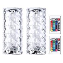 Kit 2 Luminárias de Mesa Abajur Tipo Cristal Diamante Luz LED Multicolor USB Controle Remoto Touch Enfeite Decoração Quarto Sala Escritório Presente Kit 2 Luminárias de Mesa Abajur Tipo Cristal Diamante Luz LED Multicolor USB Controle Remoto Touch Enfeite Decoração Quarto Sala Escritório Presente