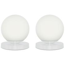 Kit 2 Luminárias de mesa Globo Orby Branco Base Redonda