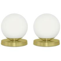 Kit 2 Luminárias de mesa Globo Orby Dourado Base Redonda