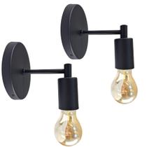 Kit 2 Luminárias De Parede Arandela Abajur Cama Sala Preto Kit 2 Luminárias De Parede Arandela Abajur Cama Sala Preto