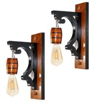 Kit 2 Luminárias de Parede Arandela Colonial Barril em Madeira Maciça Cor Mogno Retrô Vintage Rústica - Ideal para Sítios Pergolados Chácaras Chalés Kit 2 Luminárias de Parede Arandela Colonial Barril em Madeira Maciça Cor Mogno Retrô Vintage Rústica - Ideal para Sítios Pergolados Chácaras Chalés