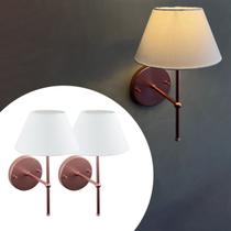 Kit 2 Luminarias De Parede Arandelas Dormitorio Quarto Lateral De Cama Cupula Tecido Algodao Bivolt 110v220v