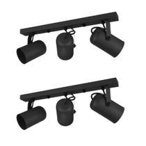 Kit 2 Luminárias De Teto Trilho 3 Spots Direcionáveis 1273