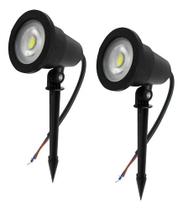 Kit 2 Luminárias Espetos Para Jardim LED Branco Quente 7w