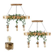 Kit 2 Luminárias Grande Rústica de Madeira 95cm com 3 Pendentes e Soquetes Barril Ou Ouro Velho E Luminária Brinde Kit 2 Luminárias Grande Rústica de Madeira 95cm com 3 Pendentes e Soquetes Barril Ou Ouro Velho E Luminária Brinde