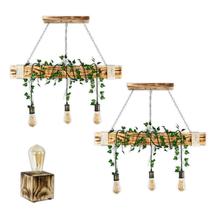 Kit 2 Luminárias Grande Rústica de Madeira 95cm com 3 Pendentes e Soquetes Barril Ou Ouro Velho E Luminária Brinde Kit 2 Luminárias Grande Rústica de Madeira 95cm com 3 Pendentes e Soquetes Barril Ou Ouro Velho E Luminária Brinde