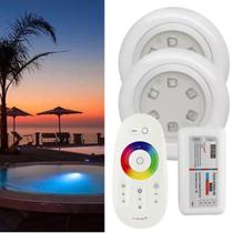 Kit 2 Luminárias Led 12V De Piscina RGB 9W Com Controladora (Módulo Central) + Controle Touch Screen + Fonte De Energia
