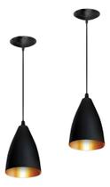 Kit 2 Luminarias Lustres Pendentes Preto/cobre Bivolt JJB Kit 2 Luminarias Lustres Pendentes Preto/cobre Bivolt JJB