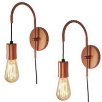 Kit 2 Luminárias Parede Arandela Abajur Interruptor Cobre Kit 2 Luminárias Parede Arandela Abajur Interruptor Cobre