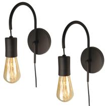 Kit 2 Luminárias Parede Arandela Abajur Interruptor Preto Kit 2 Luminárias Parede Arandela Abajur Interruptor Preto