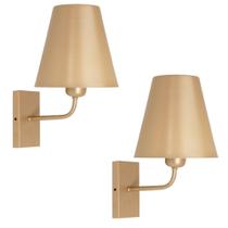 Kit 2 Luminárias Parede Arandela Cúpula Metal Cama Champagne