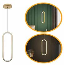 Kit 2 Luminárias Pendente Anel Oval Modernoteto Lustre Slim Kit 2 Luminárias Pendente Anel Oval Modernoteto Lustre Slim