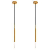 Kit 2 Luminárias Pendente De Teto Tubo Difusor Mesa Dourado Kit 2 Luminárias Pendente De Teto Tubo Difusor Mesa Dourado