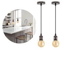 Kit 2 Luminárias Pendente Retro Vintage De Metal Com Lâmpada Formato Globo Com Filamento Led G95 Cor 2300K Âmbar