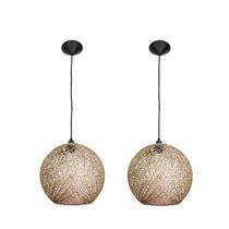 Kit 2 Luminárias Rústicas Teto Artesanal Fibra Natural 25 Cm