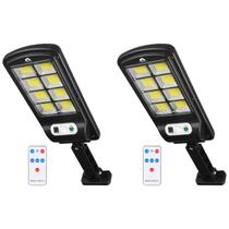 Kit 2 Luminárias Solar Led Parede Refletor 128 Cob Sensor Controle Preto 8 treliça 120 cob Kit 2 Luminárias Solar Led Parede Refletor 128 Cob Sensor Controle Preto 8 treliça 120 cob