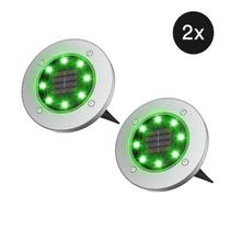 Kit 2 Luminárias Solar Spots Cromado Verde 8 leds deck jardim decoração - Zon