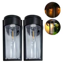 Kit 2 Luminárias Solares Arandelas de Parede IP65 à Prova dÁgua Luz Quente 3000K para Jardim e Muro