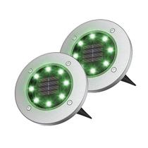 Kit 2 Luminárias Spot Solar Cromado ZON Verde Automática para Decoração de Jardim em LED