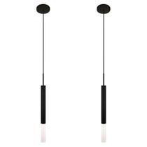 Kit 2 Luminárias Teto Pendente Tubo Difusor Balcão Preto