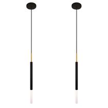 Kit 2 Luminárias Teto Pendente Tubo Difusor Preto Dourado Kit 2 Luminárias Teto Pendente Tubo Difusor Preto Dourado