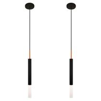 Kit 2 Luminárias Teto Pendente Tubo Difusor Sala Preto Cobre