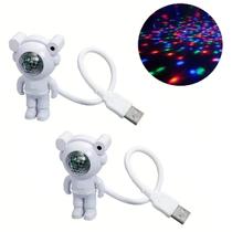 Kit 2 Luminárias USB Luz LED Astronauta Abajur Colorido