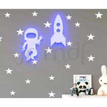 Kit 2 Luminosos Decorativos Foguete + Astronauta - J & R Personalização em MDF