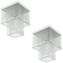 Kit 2 Lustre De Cristal Acrilico Marrycrilic Branco