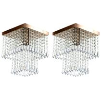 Kit 2 Lustre De Cristal Acrilico Marrycrilic Cobre.