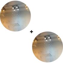 Kit 2 Lustre de Cristal Legítimo K9 Alto Brilho Para Quarto - Base em Aço Inox Espelhada - Casa Cristalle