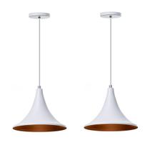Kit 2 Lustre Pendente Chapeu Chines 23cm Alumínio Decorações