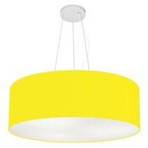 Kit/2 Lustre Pendente Cilíndrico Md-4010 Cúpula em Tecido 60x21cm Amarelo - Bivolt